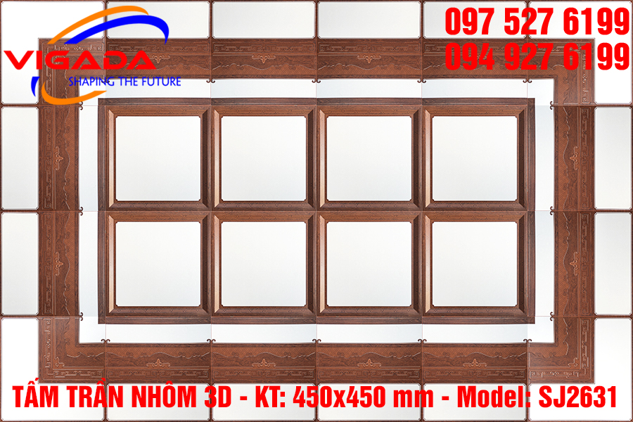 Tấm trần nhôm 3D 450×450 mm - Mẫu tấm hoa leo
