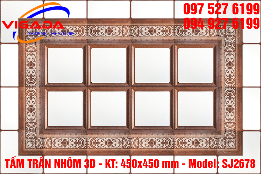 Tấm trần nhôm 3D 450×450 mm - Mẫu hoa hồng đỏ