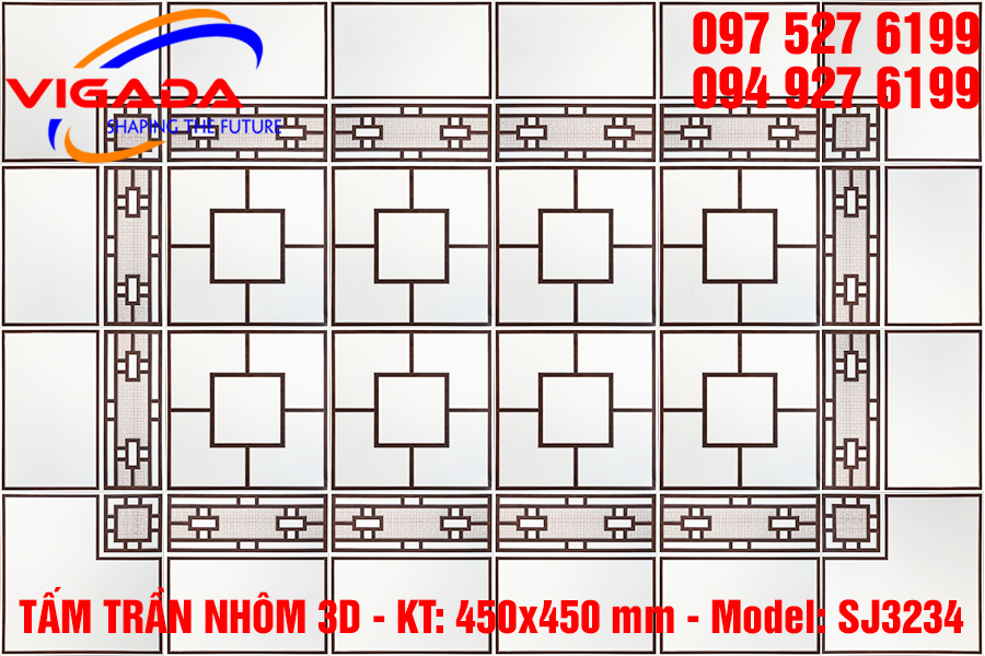 Tấm trần nhôm 3D 450×450 mm - Mẫu tấm ca rô