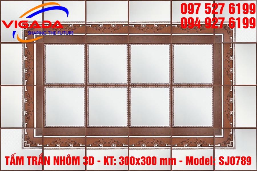 Tấm trần nhôm 3D 300x300 mm - Model: SJ0789