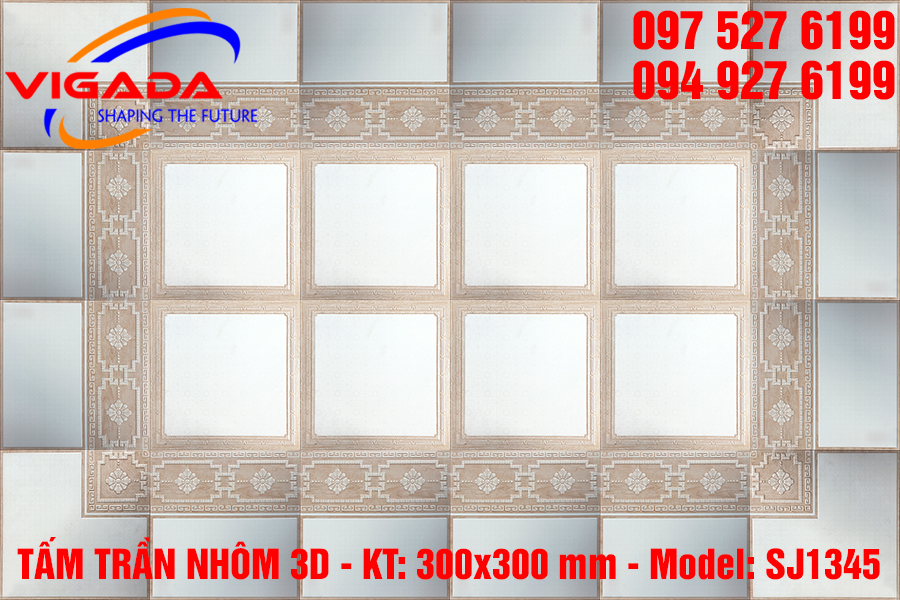 Tấm trần nhôm 3D 300x300 mm - Model: SJ1345