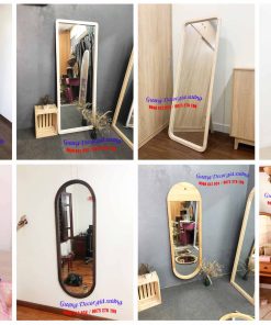 Gương soi viền gỗ trang trí