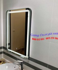 Gương viền thép led viền trong