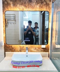 Gương viền thép hậu led phòng tắm
