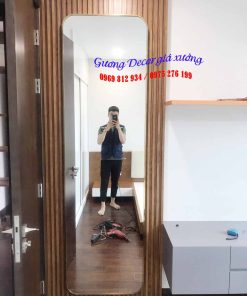 Gương viền thép chữ nhật bo góc